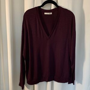 Wilfred Dark Grape Burgundy V-Neck Sweater